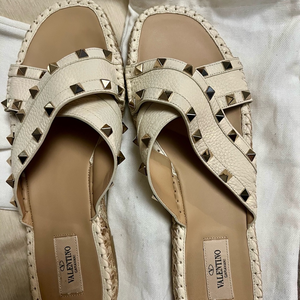 Valentino Garavani Cream Studded Espadrilles